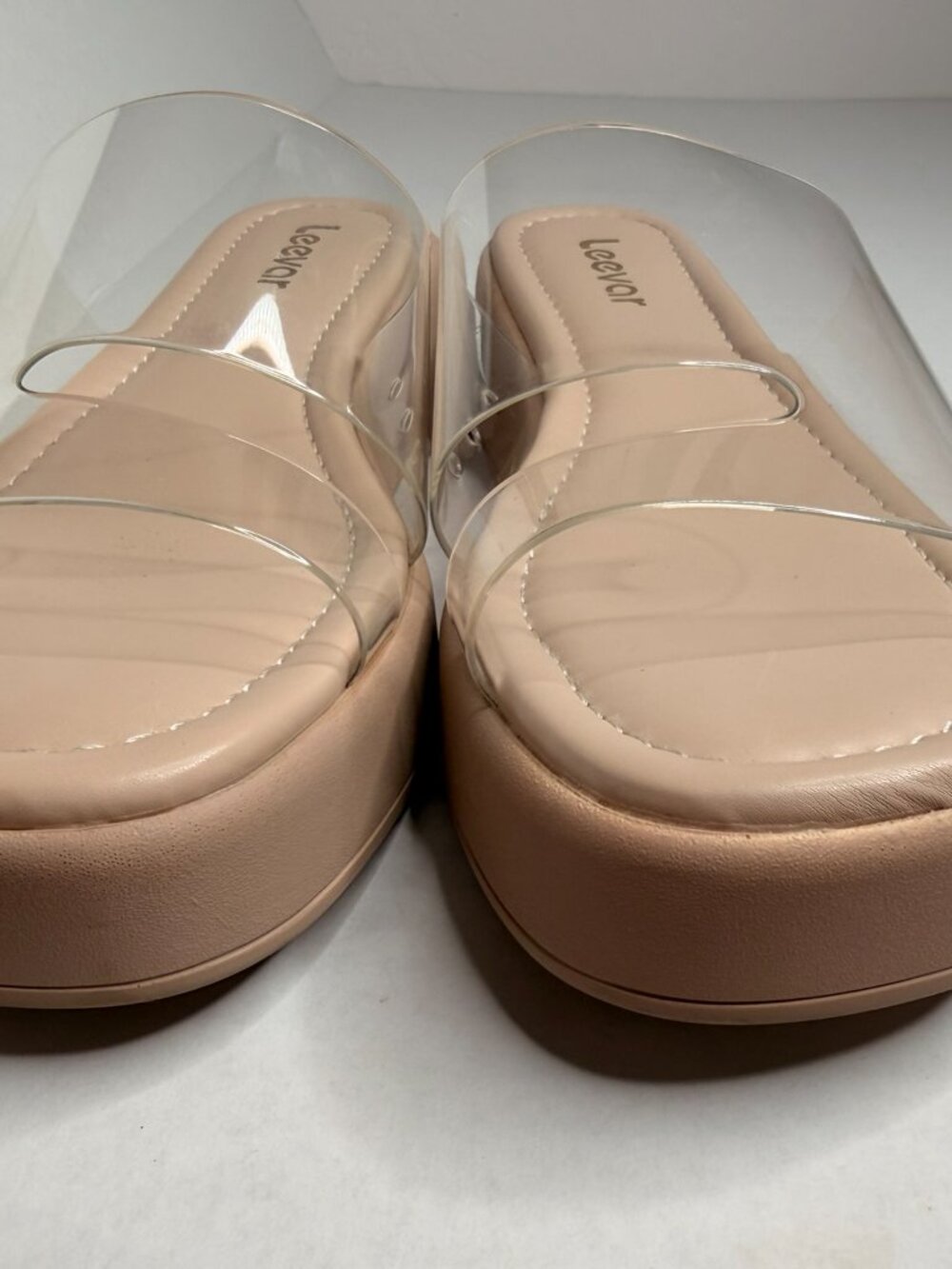 Leevaar Clear Platform Slide Sandals Size 7.5 | Memory Foam Comfort Slides